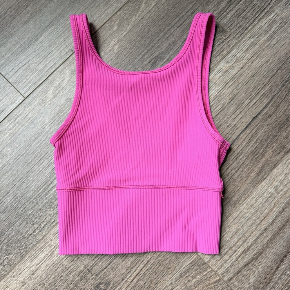 Lululemon Power Pivot Tank Ribbed Cropped Size 2 Sonic Pink Neon